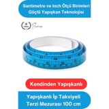 Svein #Mezura Yapışkanlı İp Takviyeli Terzi Mezurası 100 cm PVC Cetvel Şerit Ölçüm Bandı Kendinden Yapışan Dikiş Makinesi Tezgah Masa Duvar Marangoz Hobi Atölye Hassas Ölçü Ölçek Inch Santimetre
