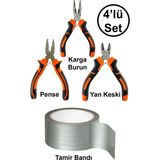 Svein Mini Takı Bijuteri Hobi Kesme Karga Burun Yan Keski Pense Çok Amaçlı Sızdırmaz Gri Tamir Bandı Seti - Renkli