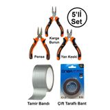 Svein Mini Takı Hobi Karga Burun Yan Keski Pense Çift Taraflı Bant Çok Amaçlı Gri Tamir Bandı Seti