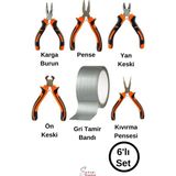 Svein Mini Takı Hobi Karga Burun Yan Keski Pense Ön Keski Kıvırma Pensesi Çok Amaçlı Gri Tamir Bandı Seti