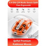 Svein #mouse Şeffaf Premium Kablosuz Mouse Bluetooth 5.0 2.4ghz Çift Modlu Sessiz Optik Fare USB Alıcılı Şarjlı Ergonomik Dizüstü Bilgisayar Tablet Pc Uyumlu Rahat Uzun Ömürlü Dayanıklı - Çok Renkli