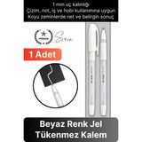Svein Özel Beyaz Renk Jel Mürekkepli Tükenmez Kalem Çizim Not Iş Yazı Kalemi Arkadaşa Öğretmen Hediye 1 mm - 1 Adet