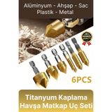 Svein Özel Paslanmaz Çelik Kırılmaz HSS Bits Uçlu Altıgen Titanyum Kaplama Havşa Matkap Uç Seti 6 Parça