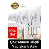Svein Özel Üretim 10 Adet Kendinden Yapışkanlı Askı Şeffaf Güçlü Anahtar Kapı Duvar Metal Kanca Çok Amaçlı