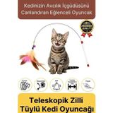 Svein Özel Üretim Bükülebilir Elastik Çanlı Eğlenceli Teleskopik Zilli Tüylü Kedi Oyuncağı Oyun Oltası