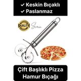 Svein Paslanmaz Yüksek Kaliteli Uzun Ömürlü Çift Taraflı Hamur Pizza Börek Kesme Bıçağı Duvara Asılabilir