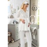 Svein #Pijama Ekru Lohusa Pijama Takımı Hamile ve Doğum Sonrası Anne Adayları için Rahat Yumuşak Şık Sade