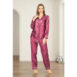 Svein #Pijama Mor Saten Kadın Pijama Takımı Rahat Ev Giyim Günlük ve Çeyizlik Nefes Alabilen Yumuşak
