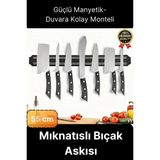 Svein Pratik Güçlü Manyetik Duvara Monteli Yer Tasarrufu Mutfak Aleti Mıknatıslı Bıçak Standı Askısı-55 cm - Gri