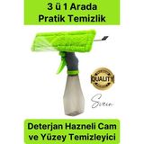 Svein Pratik Hazneli Spreyli Pencere Cam Yüzey Temizleyici Şişesi ve Mikrofiber Bezi Silecekli Fırça - 938 ml