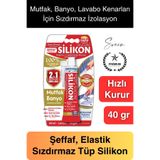 Svein Premium 40 gr Üniversal Sızdırmaz Şeffaf Tüp Silikon Mutfak Banyo Küvet Kenarı Elastik İzolasyon