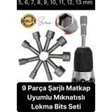 Svein Premium 9 Parça Dayanıklı Somun Sökücü Sıkma Bits Lokma Seti Adaptör Matkap Ucu Altıgen Vidalama
