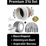 Svein Premium Baca Klapesi Alüminyum Bant Aspiratör Borusu Seti Folyo Yanmaz Sızdırmaz Havalandırma Mutfak