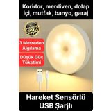 Svein Premium Hareket Sensörlü Mini USB Şarjlı Led Işık Gece Lambası Koridor Bahçe Garaj Dolap Aydınlatma