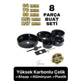Svein Premium Kalite 8 Parça Buat Delik Açma Testeresi Panç Seti Alçıpan Kartonpiyer Mobilya Ahşap Mdf