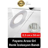 Svein Premium Kendinden Yapışkanlı Gri Gümüş Renk Fayans Derz Arası Izolasyon Bandı Dekoratif Bant 0,5 cm