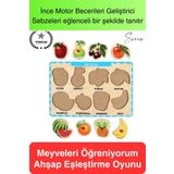 Svein Premium Meyveler Ahşap Bul Tak Puzzle Eğitici Oyuncak Tutmalı Elma Armut Motor Becerisi Gelişim