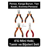 Svein Premium Mini 4'lü Karga Burun Yan Keski Kıvırma Pense Seti Hobi Bijuteri Takı Yapım El Aleti Çelik