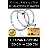 Svein Premium Paslanmaz Krom Patlamaz Kopmaz Tüm Duş Sistemleriyle Uyumlu Uzayan Spiral Hortum Örgü 2.2 mt