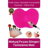 Svein Premium Pratik Kolay Yıkanabilir Kurutulabilir Silikon Makyaj Fırçası Süngeri Temizleme Matı Aparatı
