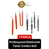 Svein Profesyonel 7 Parça Çelik Cımbız Seti Paslanmaz Dayanıklı Elektronik Devre Telefon Saat Tamir Seti