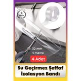 Svein #sızdırmazbant 4 Adet Su Geçirmez Şeffaf Izolasyon Bandı Tezgah Lavabo Kenar Tamir Güçlü 38MM x 3m - 10004 Adet