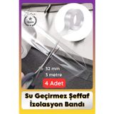 Svein #SızdırmazBant 4 Adet Su Geçirmez Şeffaf İzolasyon Bandı Tezgah Lavabo Kenar Tamir Güçlü 38mm x 3m