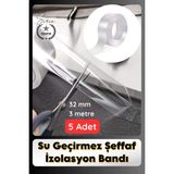Svein #sızdırmazbant 5 Adet Su Geçirmez Şeffaf Izolasyon Bandı Tezgah Lavabo Kenar Tamir Güçlü 38MM x 3m - 10005 Adet