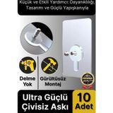 Svein Süper Sağlam İz bırakmaz Çerçeve Tablo Banyo Mutfak Ultra Güçlü Yapışkanlı Çivisiz Askı 10 Adet