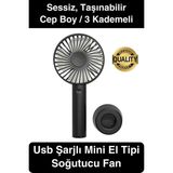 Svein Taşınabilir El Tipi USB Şarjlı 3 Kademeli Mini Pervane Serinletici Fan Soğutucu Sessiz Çalışabilen - Siyah