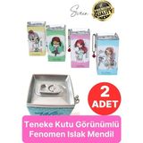 Svein Teneke Kutu Görünümlü Islak Mendil Anahtar'lik Çocuk Figürlü Mini Cep Çanta Uyumlu 2 Adet