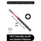 Svein #Vidalama PZ2 Yıldız Bits Uç 90 Mm Darbeli Vidalama Tornavida Aksesuarı Profesyonel Çelik Şok Emici