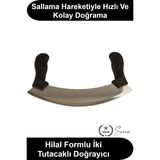 Svein Yarım Ay Satır Kıyma Bıçağı Paslanmaz Çelik 25.5 cm Çift Saplı Sebze Doğrama Yeşillik Maydanoz Soğan Sarımsak Et Kıyıcı Pizza Dilimleme Kesici Mutfak Zırhı Bakalit Sap Bulaşık Makinesinde Yıkanabilir