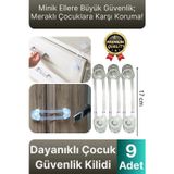 Svein Yeni Ayarlanabilir Dolap Çekmece Kapağı Koruma Aparatı Bebek Çocuk Güvenlik Kilidi 9 Adet 17 Cm