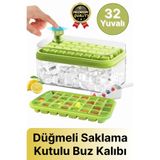 Svein Yeni Seri Pratik Dondurucu Geniş Kapasite Silikon Düğmeli Basmalı Saklama Kutulu 32'li Buz Kalıbı