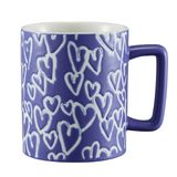SVEYN 14oz/400ml Porselen Kahve Fincanı, Seramik Büyük Çay Bardağı Süt Kupası, Kalp Şekilli Desenli Büyük Kapasiteli Göbek Kupası, Latte, Kapuçino, Çiftler için Hediye, Bulaşık Makinesi ve Mikrodalgada