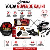 Sviesa 5’li Araç Acil Durum Seti Kriko Takviye Kablosu Kompresör Bijon Anahtarı Trafik Seti Yangın Tüpü