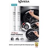 Sviesa Oto Lastik Yazı Kalemi 2'li Set Beyaz Araç Lastik Yazma Boyama Kalemi