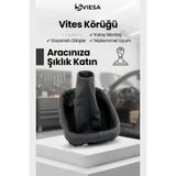 Sviesa Vites Körüğü Siyah Dikişli Deri - Tüm Araçlarla Uyumlu Siyah Vites Kılıfı Vites Körük
