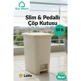 SVL MART 10 Litre Slim & Pedallı Plastik Çöp Kovası Çöp Kutusu İç Kovasız Sistem