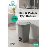 SVL MART 15 Litre Slim & Pedallı Plastik Çöp Kovası Çöp Kutusu İç Kovasız Sistem