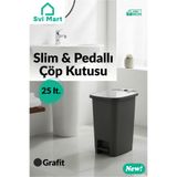 SVL MART 25 Litre Slim & Pedallı Plastik Çöp Kovası Çöp Kutusu İç Kovasız Sistem