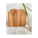 SVM DESİGN Ahşap Oymalı Yarım Gökkuşağı Dekoratif Tepsi Sunum Tepsisi Sunumluk Büyük Boy 1 Adet 24x33 Cm.