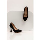 SVMSHOES Süet Kadın Kadeh Topuklu/Siyah Süet Ayakkabı/Şık Gece Ayakkabısı/Siyah İnce Topuklu Ayakkabı Siyah-39