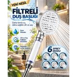 Svoria Store 6 Sprey Modlu Filtreli Duş Başlığı Büyük Su Paneli Silikon Nozullu Beyaz Modern Tasarım