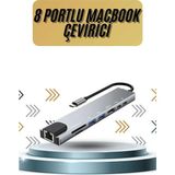 Svoria Store 8 Portlu Macbook Çevirici Type C Hub Sd Tf USB Çoğaltıcı Ethernet - Standart
