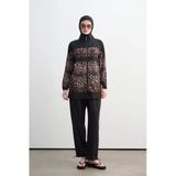 Sw36.314 Moodbasic Leoparlı Paraolu Üçlü Tesettür Mayo