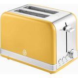 Swann Retro 2 Dilimli Ekmek Kızartma Makinesi, 6 Kızartma Kademesi ve 3 Fonksiyonlu - Sarı