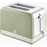 Swann Retro 2 Dilimli Ekmek Kızartma Makinesi, 6 Kızartma Kademesi ve 3 Fonksiyonlu - Yeşil