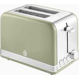 Swann Retro 2 Dilimli Ekmek Kızartma Makinesi, 6 Kızartma Kademesi ve 3 Fonksiyonlu - Yeşil